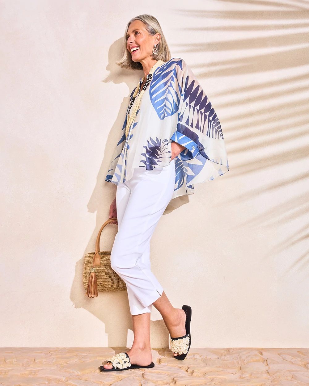 Palm Frond Short Poncho