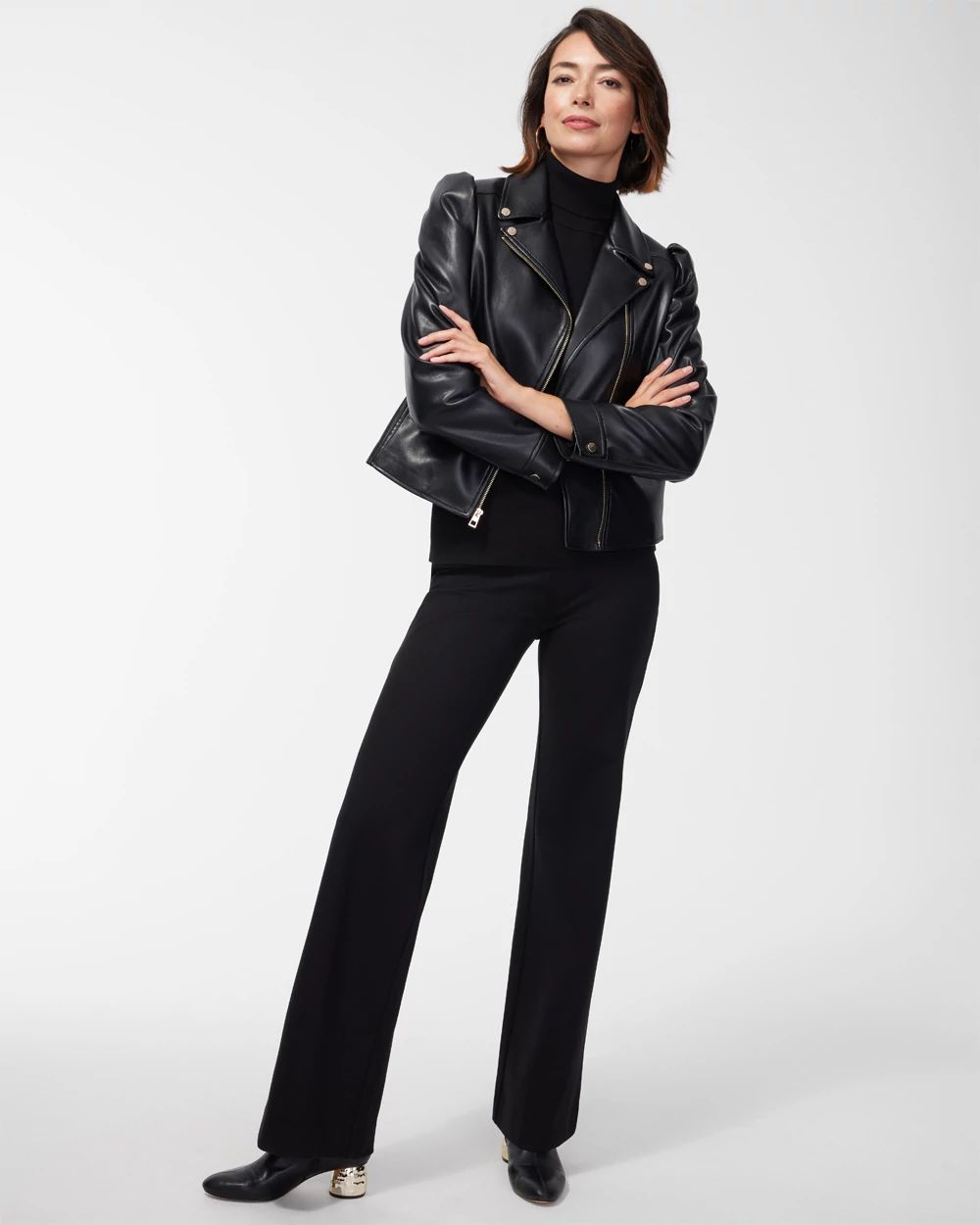 Ponte Pull-on Wide Leg Trouser Pants