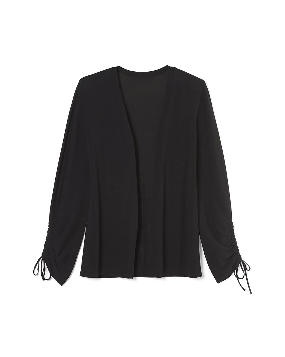 Ruched-Sleeve Cardigan