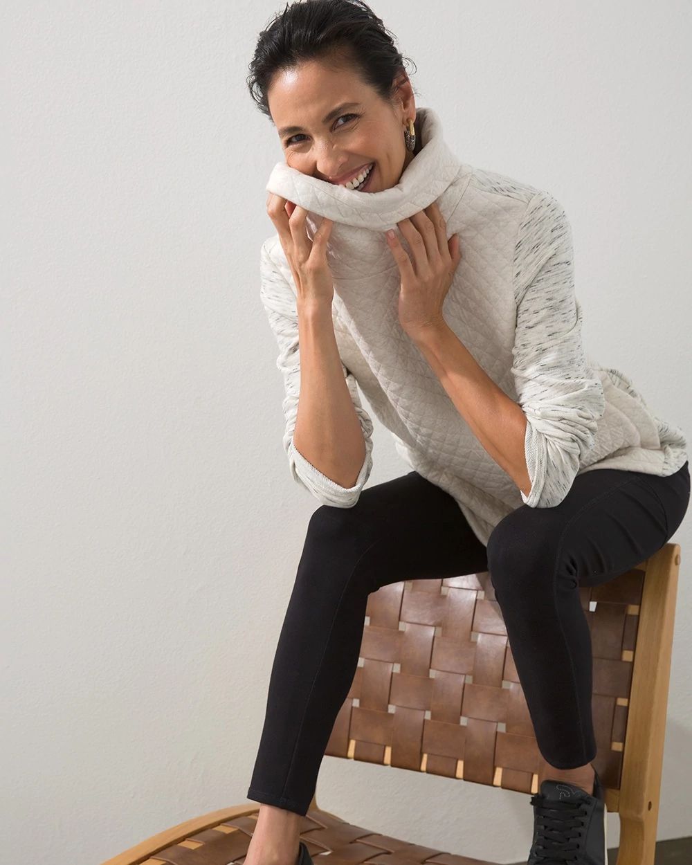 Zenergy Quilted Cowl Neck Tunic