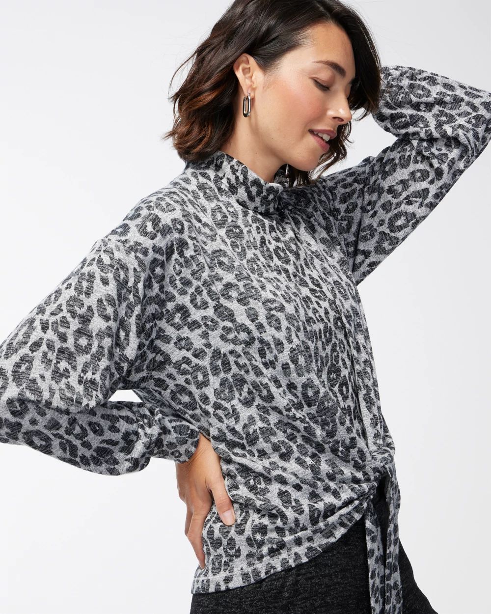 Zenergy Soft Essentials Printed Tie Front Cardigan