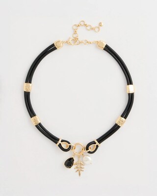 Faux Leather Charm Necklace