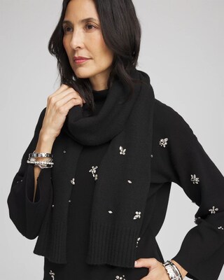 Embellished Cashmere Blend Scarf click to view larger image.