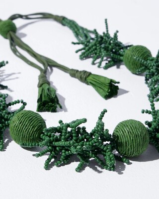 Green Seed Bead Adjustable Necklace