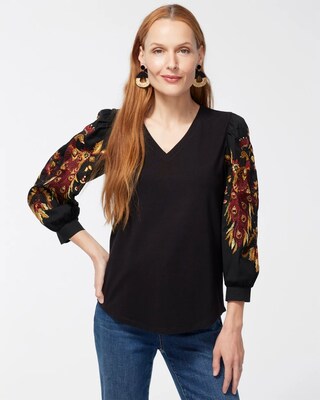 Embroidered Peacock Tee