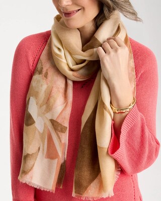 Neutral Floral Oblong Scarf click to view larger image.