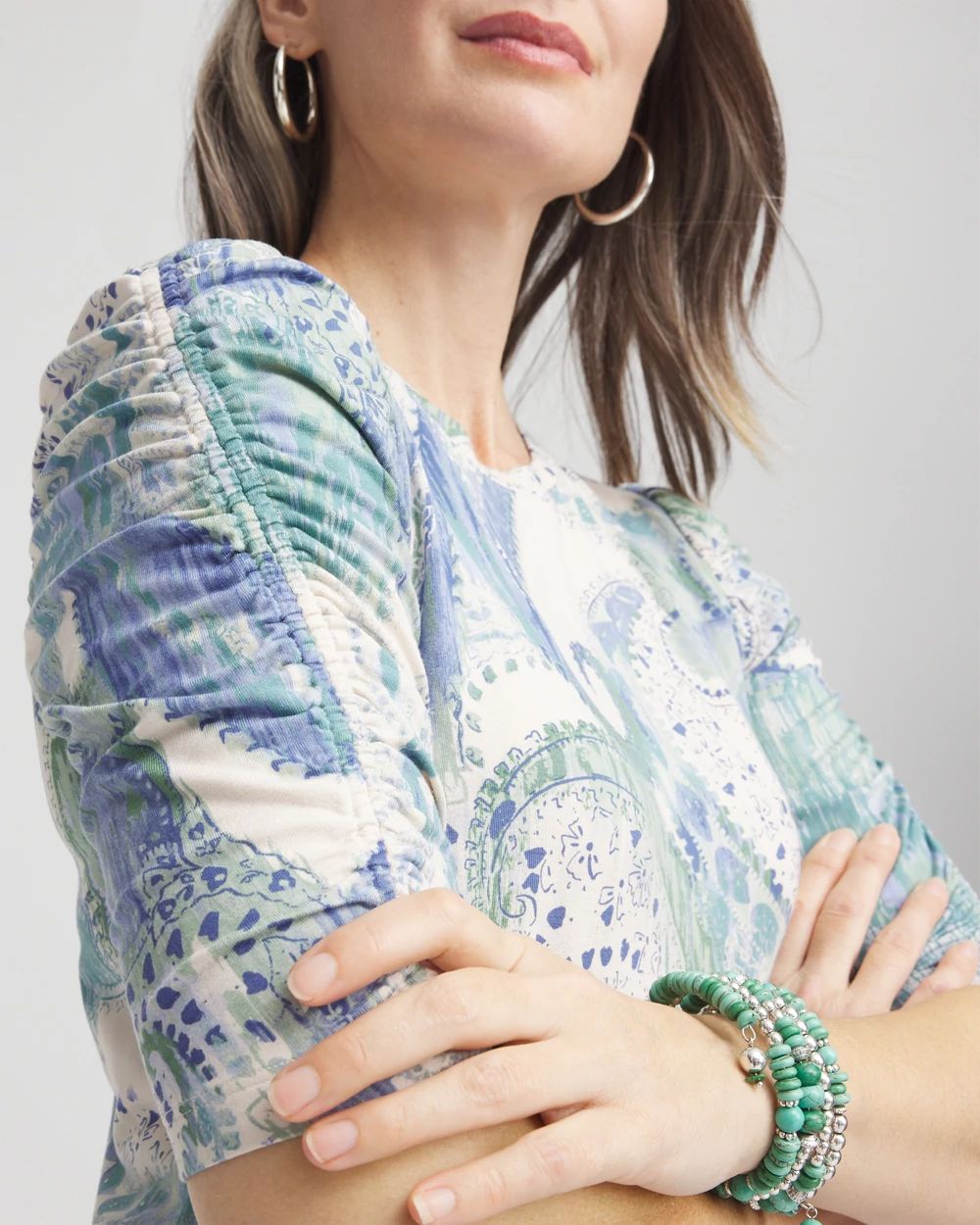 Touch of Cool™ Ruched-Sleeve Tee