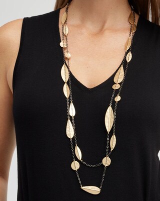 Gold Tone Leaf Multistrand Necklace