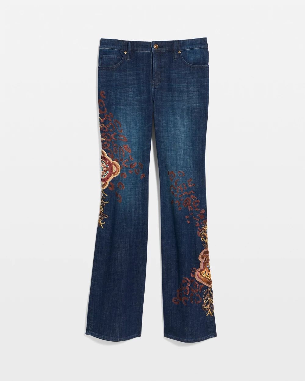 Embellished Girlfriend Flare Jeans click to view larger image.
