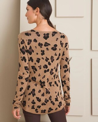 Leopard-Print V-Neck Sweater
