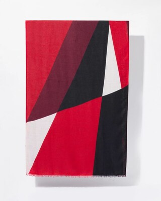 Red Geo Print Oblong Scarf