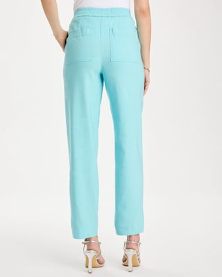 Soft-Stretch Linen Straight Tapered Ankle Pants click to view larger image.