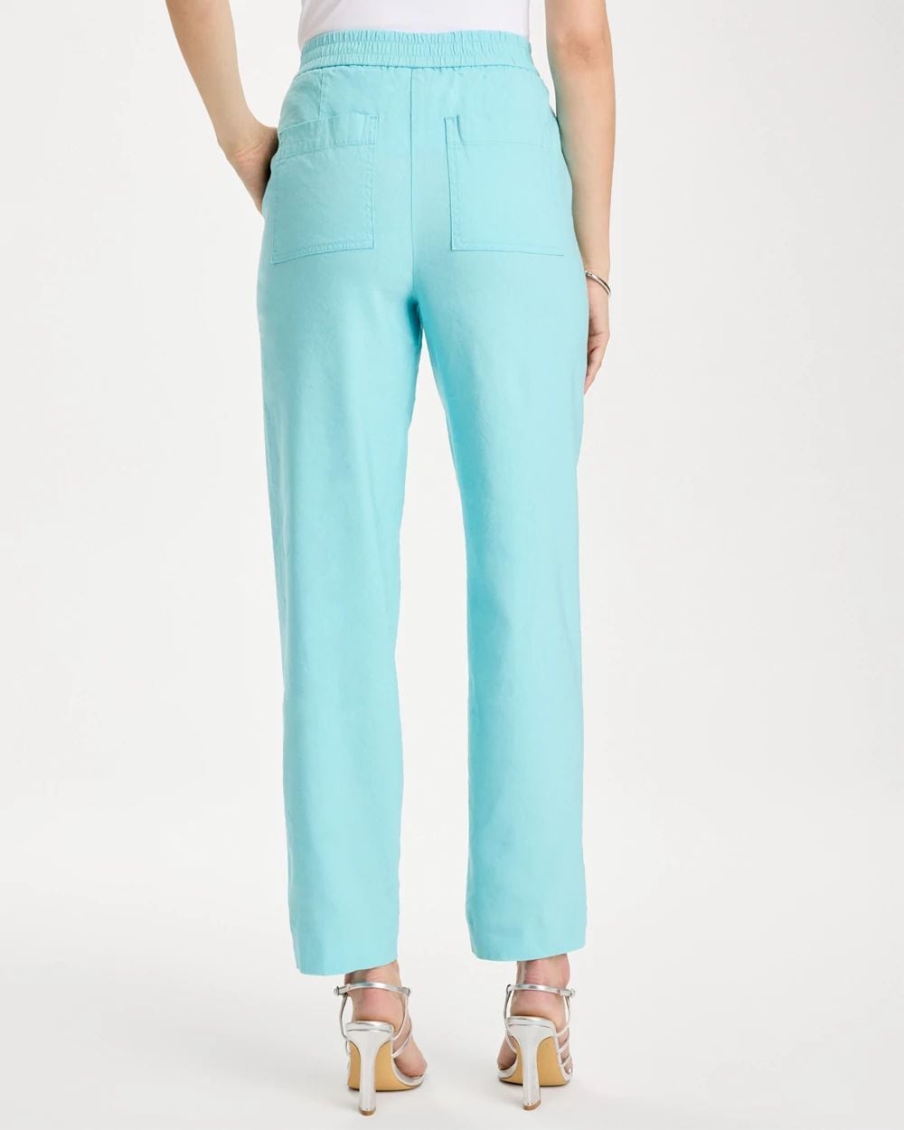 Soft-Stretch Linen Straight Tapered Ankle Pants