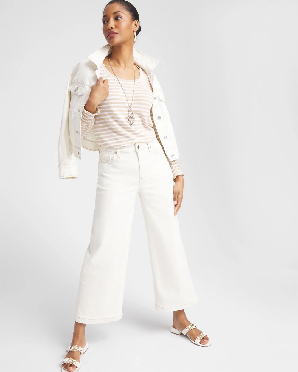 Stripe Smocked Cuff Tee