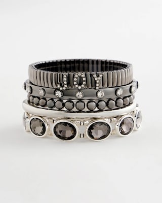Hematite Faceted Gem Stretch Bracelet click to view larger image.