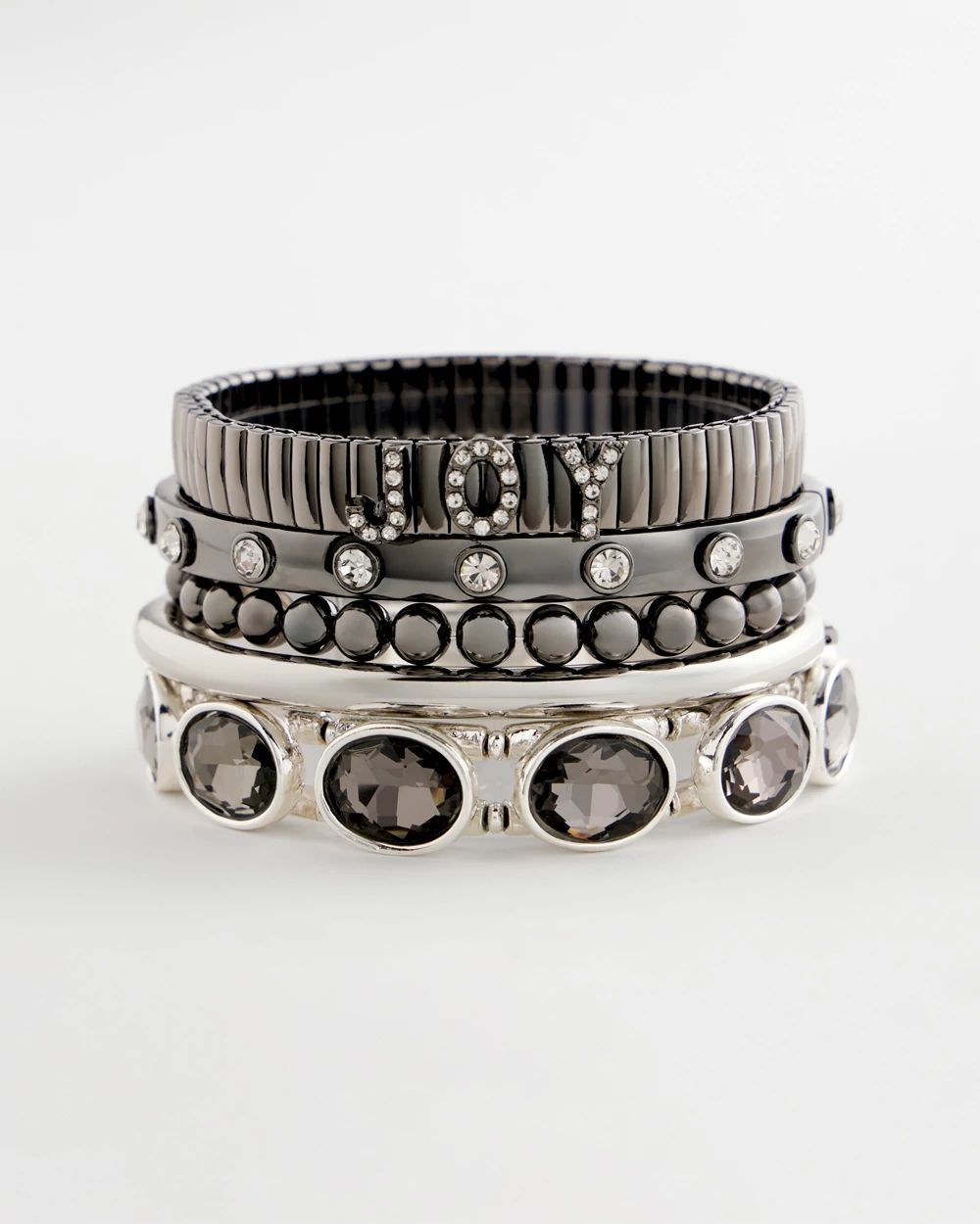 Hematite Faceted Gem Stretch Bracelet click to view larger image.