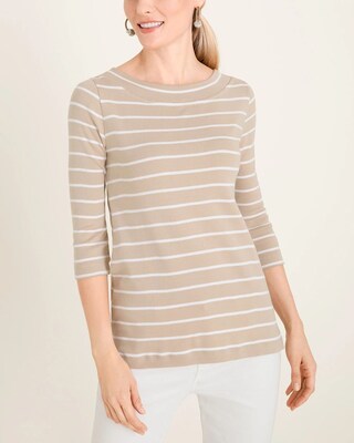 Convertible Striped Supima Cotton Twist-Neck Tee