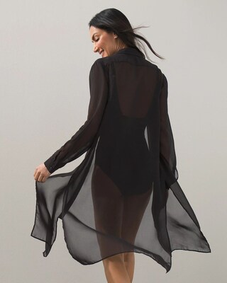 Long Sleeve Buttoned Coverup Dress