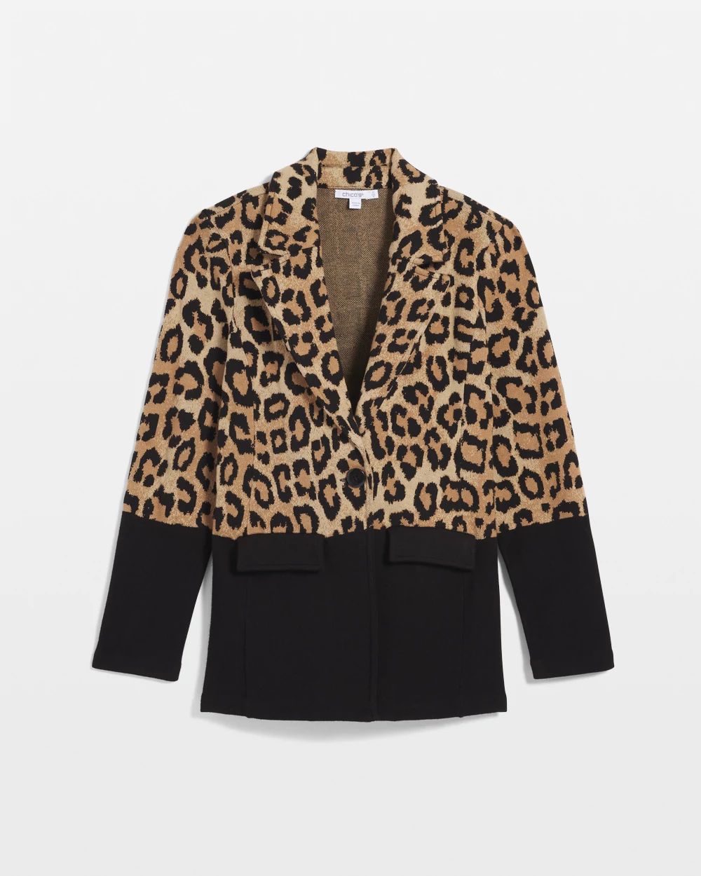 Leopard Color Block Sweater Blazer
