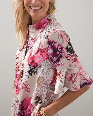 Floral Flounce Sleeve Midi Dress