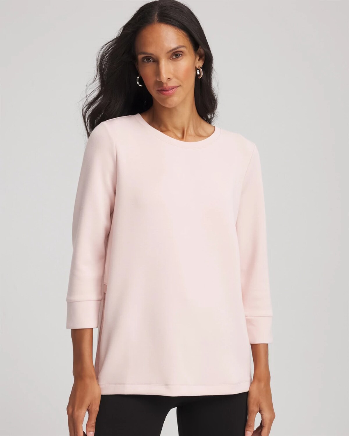 Chico's Scuba Satin-trim Tunic In Pink In Pink