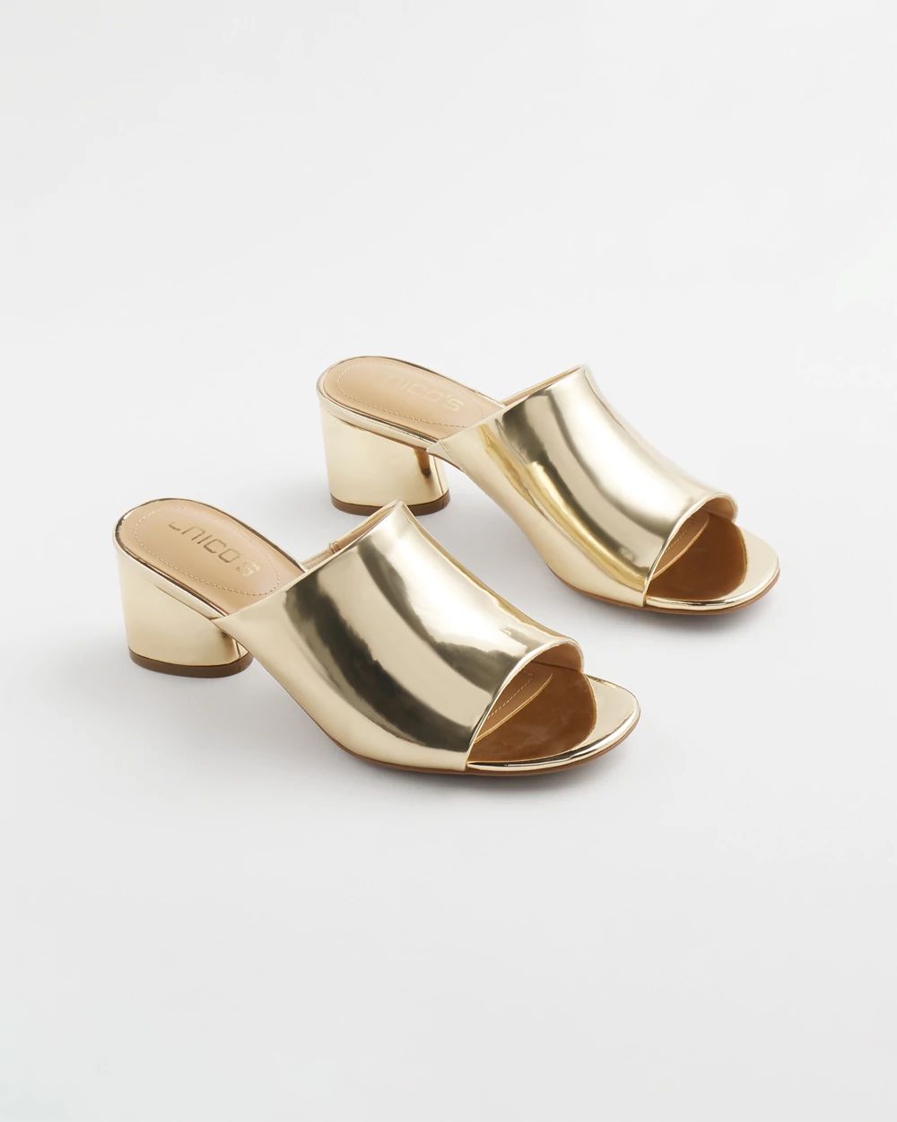 Metallic Faux Leather Mules