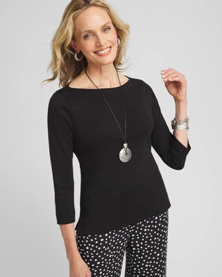 3/4 Sleeve Bateau Neck Tee