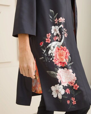Embellished Floral-Print Duster