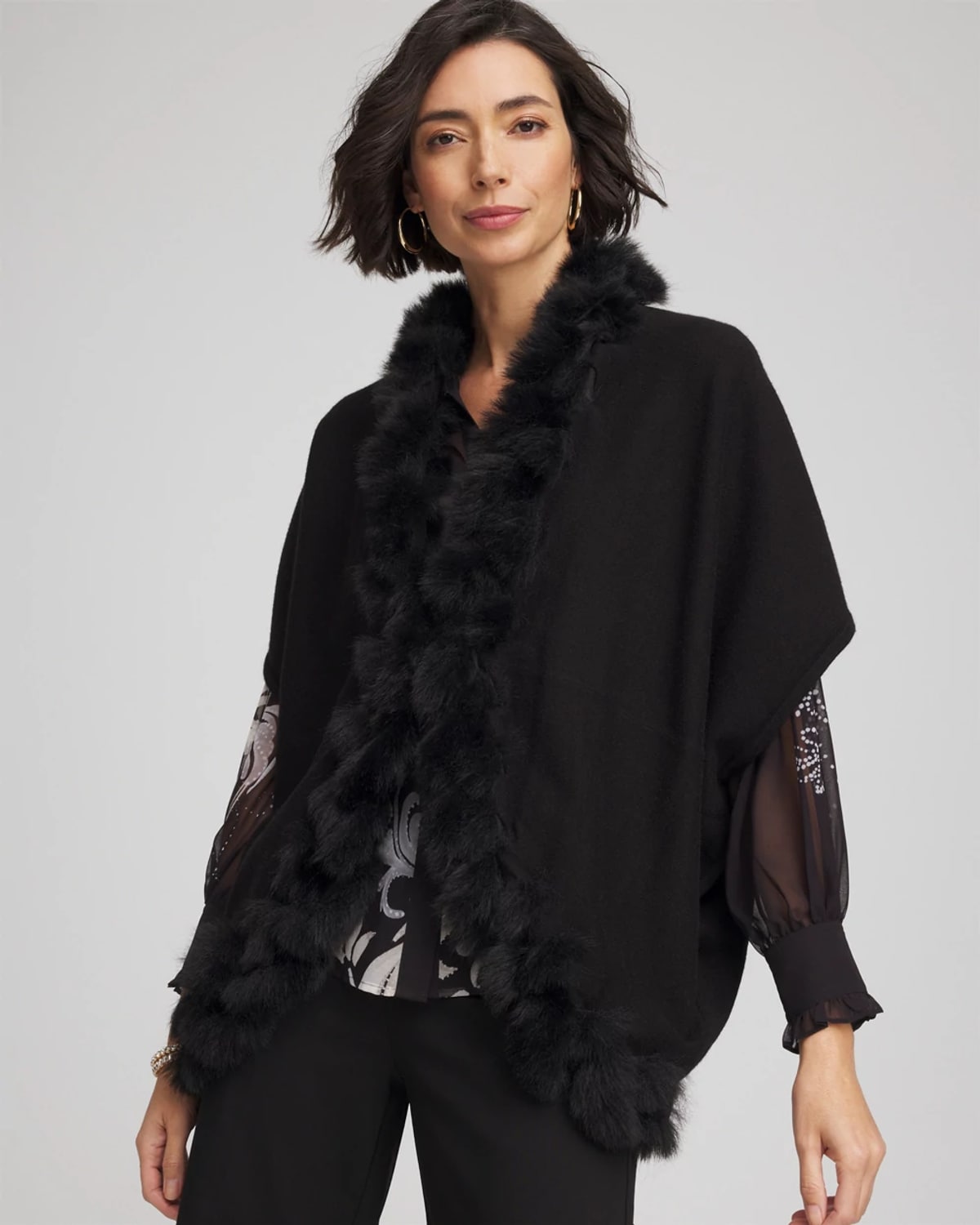 Chico's Faux Fur Cocoon In Black
