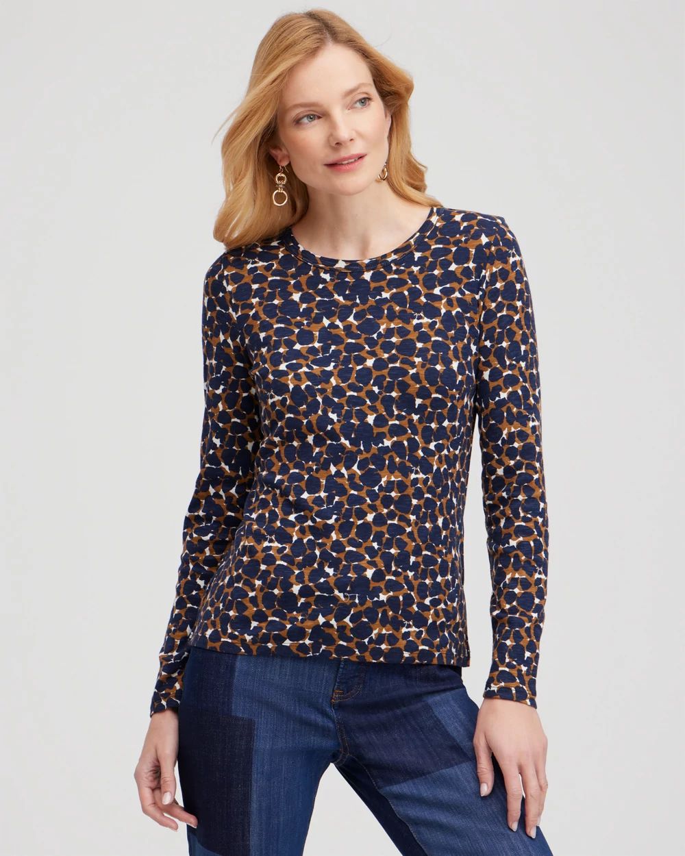 Abstract Print Ribbed Layering Tee