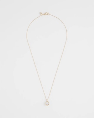 Bezel Set Pendant Goldtone Necklace click to view larger image.
