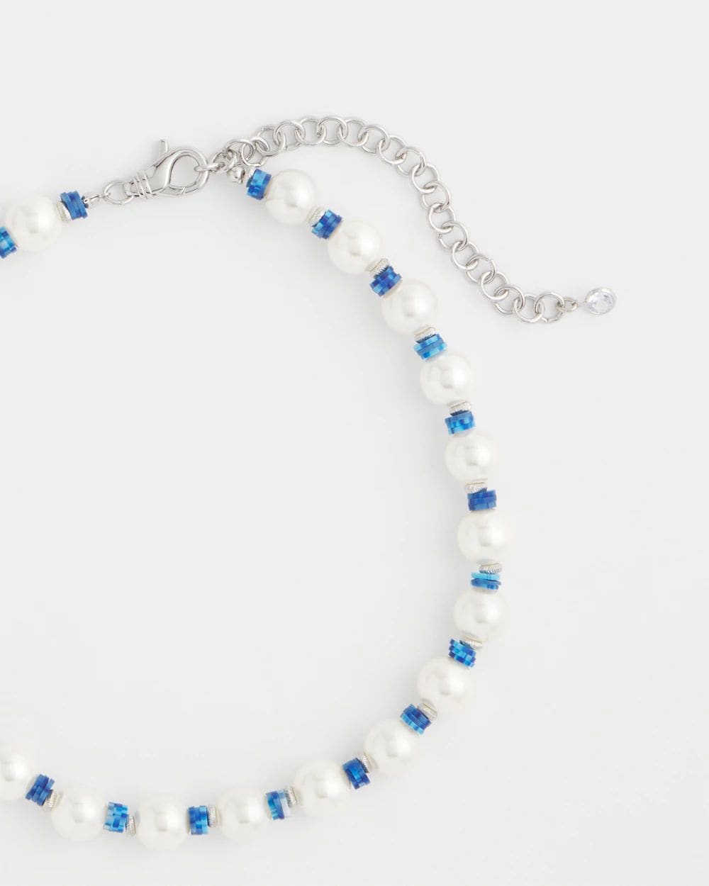 Short Pearl Blue Necklace