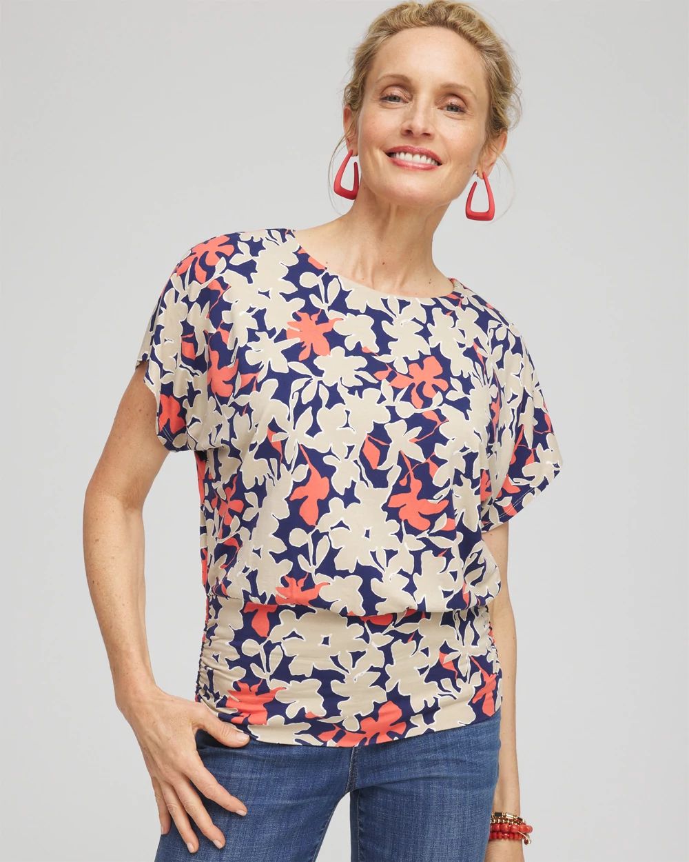 Touch of Cool™ Floral Banded Hem Top