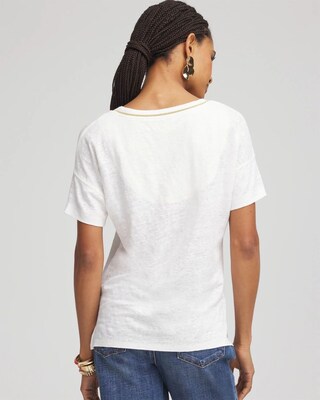 Floral Sweater Trim Linen Tee click to view larger image.