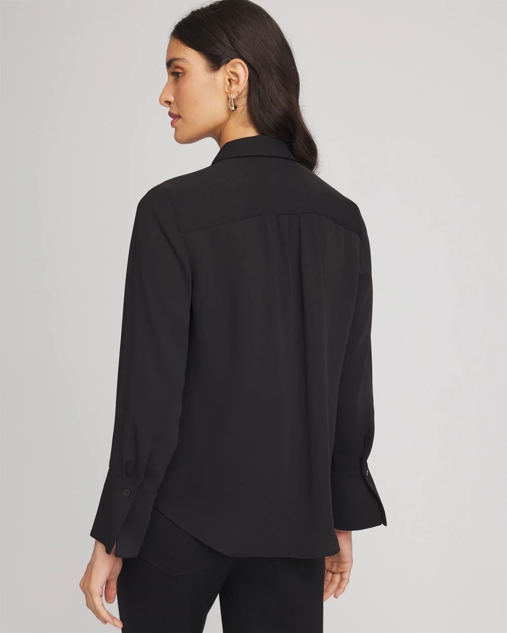 Ruffle-Trim Chiffon Blouse