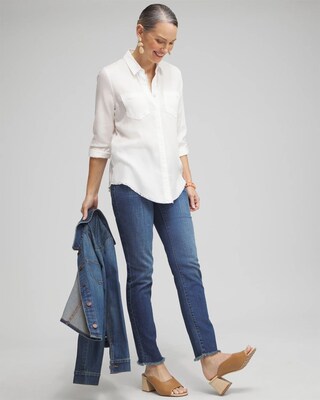 Twill Fringe Hem Shirt click to view larger image.