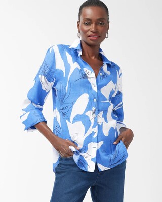 No Iron Linen 3/4 Sleeve Tropical Shirt
