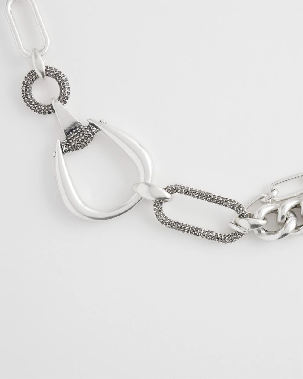 Silver Tone Horsebit Necklace