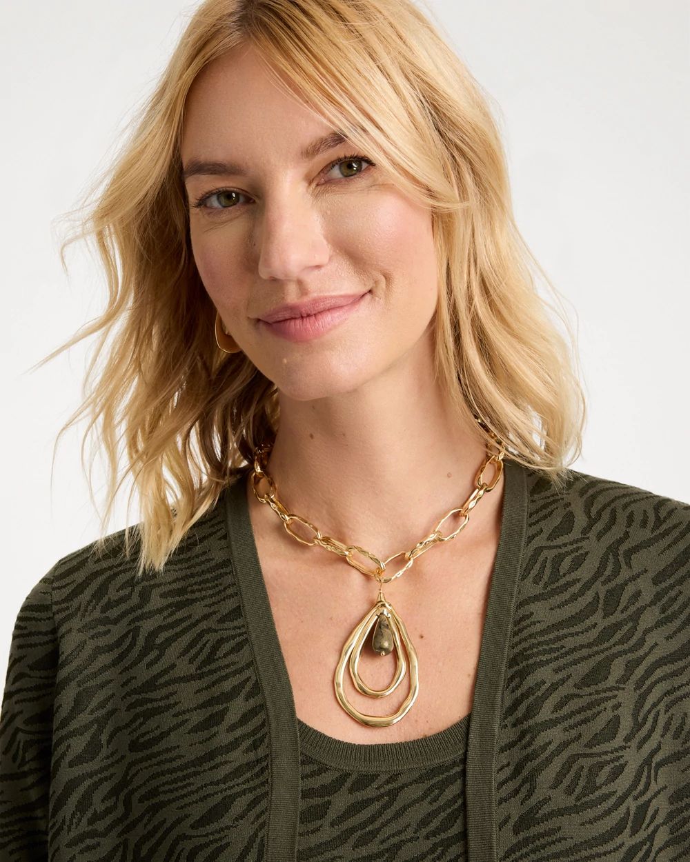 Neutral Teardrop Pendant Necklace click to view larger image.