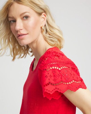 Linen Embroidered Lace Tee click to view larger image.