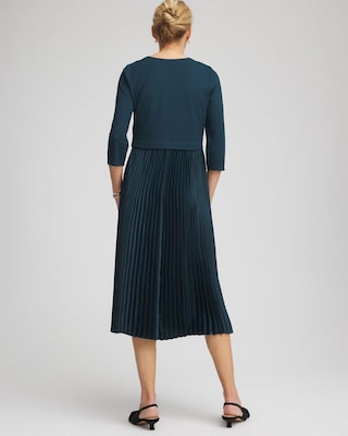 Satin-Knit Pleated Midi Dress click to view larger image.
