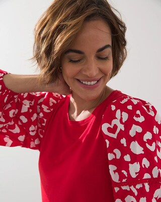Knit Woven Mix Puff Sleeve Tee