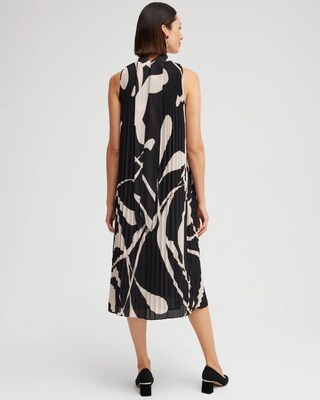 Black Label Pleated Tie Neck Dress
