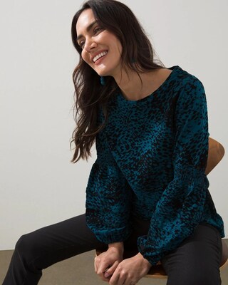 Flocked Sleeve Knit Top