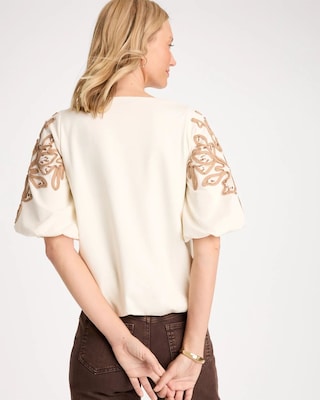 Soutache Soft-Stretch Bubble Hem Top click to view larger image.