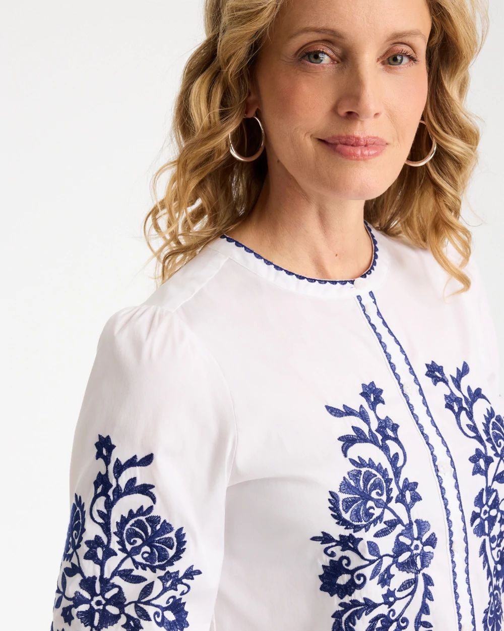Cotton Voile Embroidered Blouse click to view larger image.