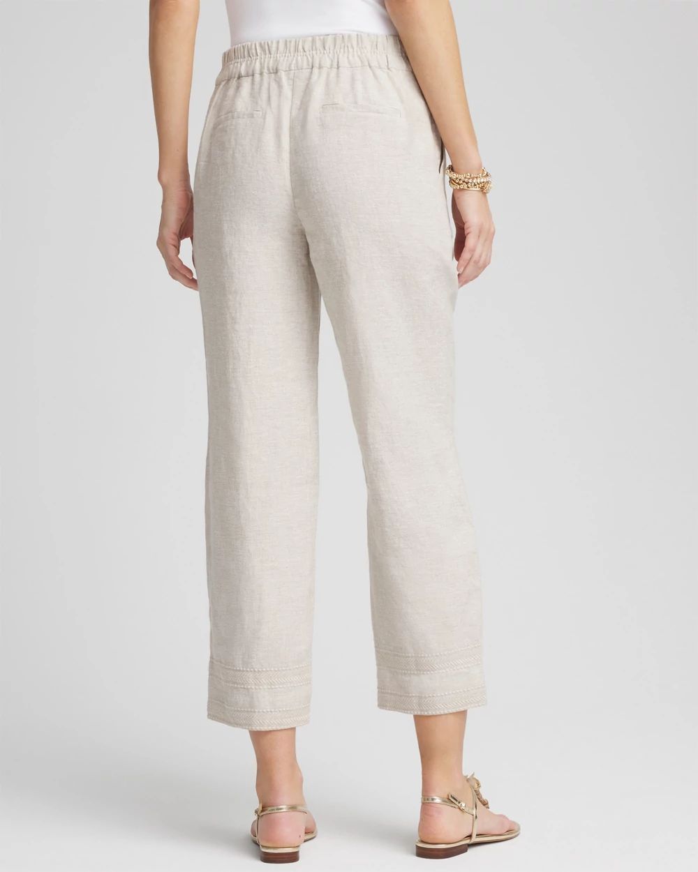 Linen Pull On Waist Cropped Pants