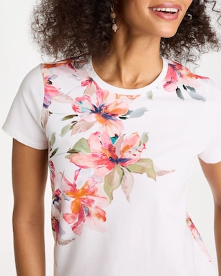 Cotton Stretch Ethereal Floral Cap Sleeve Tee click to view larger image.