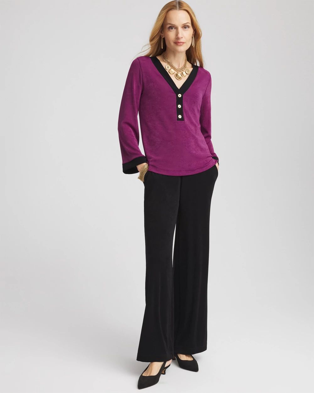Travelers™ V-Neck Button Top