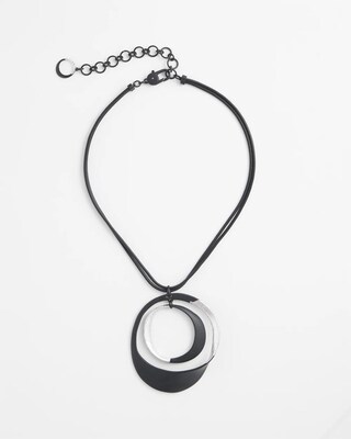 Silver-tone Circle Pendant Necklace click to view larger image.